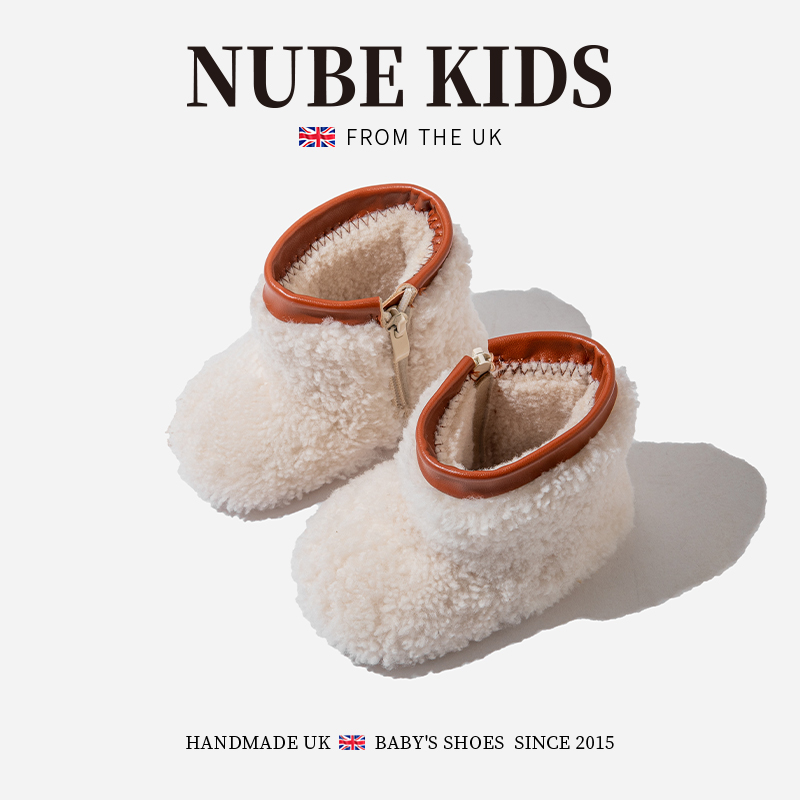 真羊毛英国NUBEKIDS童鞋女童雪地靴加绒冬季宝宝时尚洋气公主棉靴主图