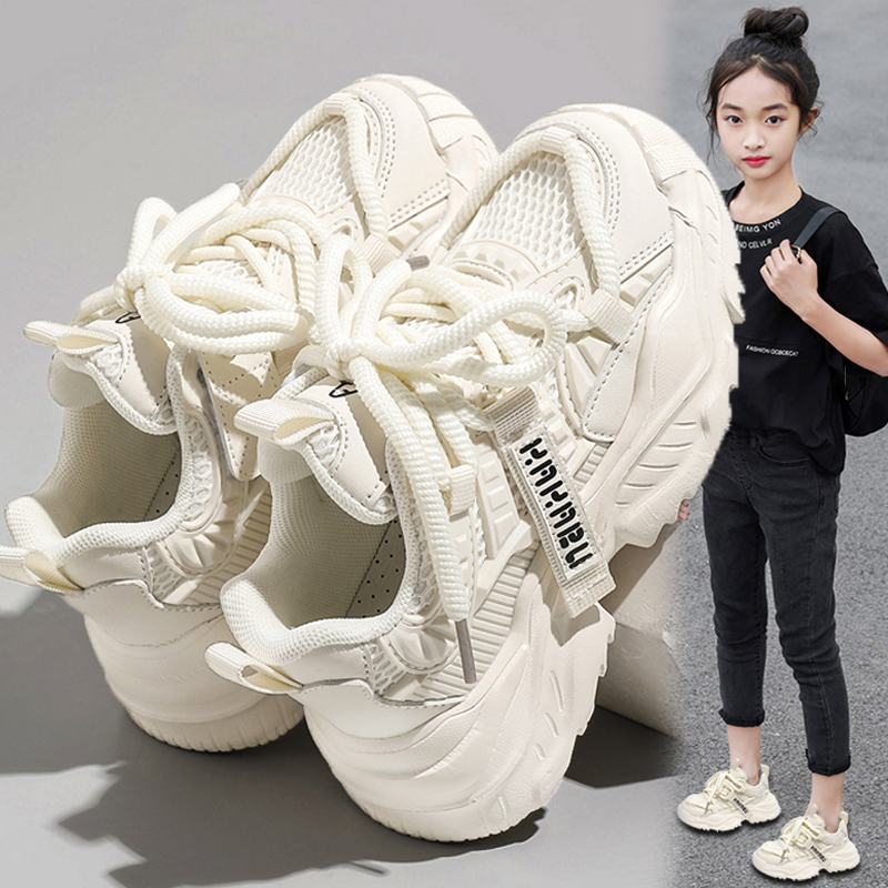 安 氢云联名女童鞋2024秋季新款网面透气女孩老爹鞋中大童运动鞋主图