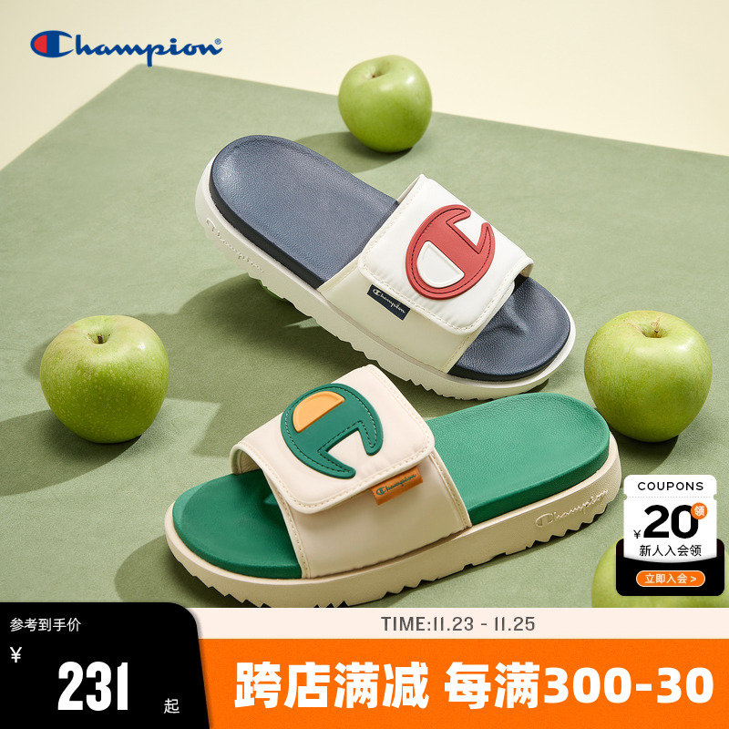 Champion冠军拖鞋2024夏季新款男拼接撞色沙滩半拖Slide 1919潮流主图