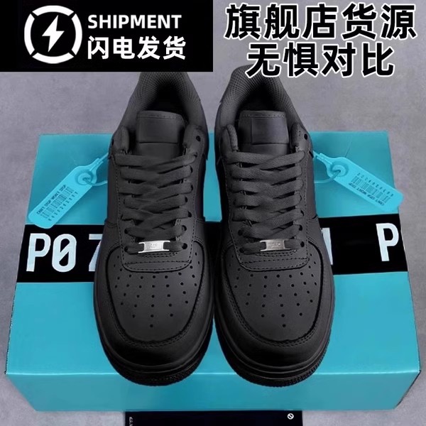 正品AF1空军.一号黑武士男鞋莆田低帮aj黑色板鞋厚底休闲运动鞋女主图