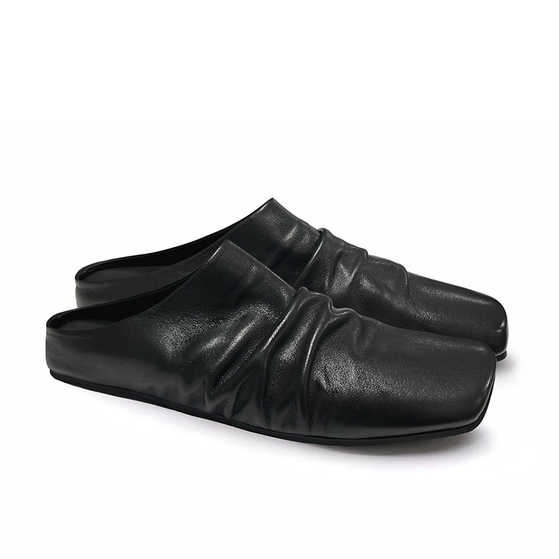 JCAESAR LEATHER SLIPPER 褶皱皮拖鞋 头层牛皮 芭蕾鞋 柔软 百搭主图