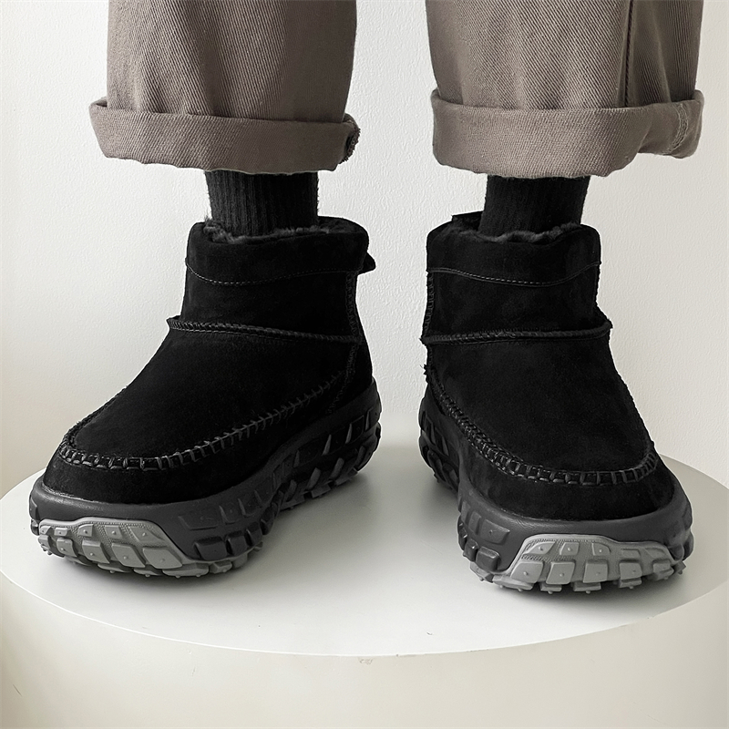 新款雪地靴男厚底增高情侣冬季加绒加厚东北户外棉鞋防滑面包鞋女主图