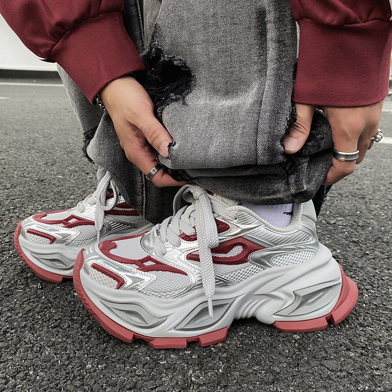两点浪漫异瞳猫眼鞋男女6CM厚底增高老爹鞋国潮情侣休闲鞋百搭鞋主图