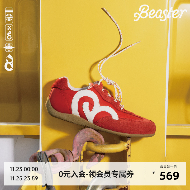 BEASTER潮流赛车鞋软底德训鞋女秋冬时尚休闲牛皮革运动鞋子新男主图