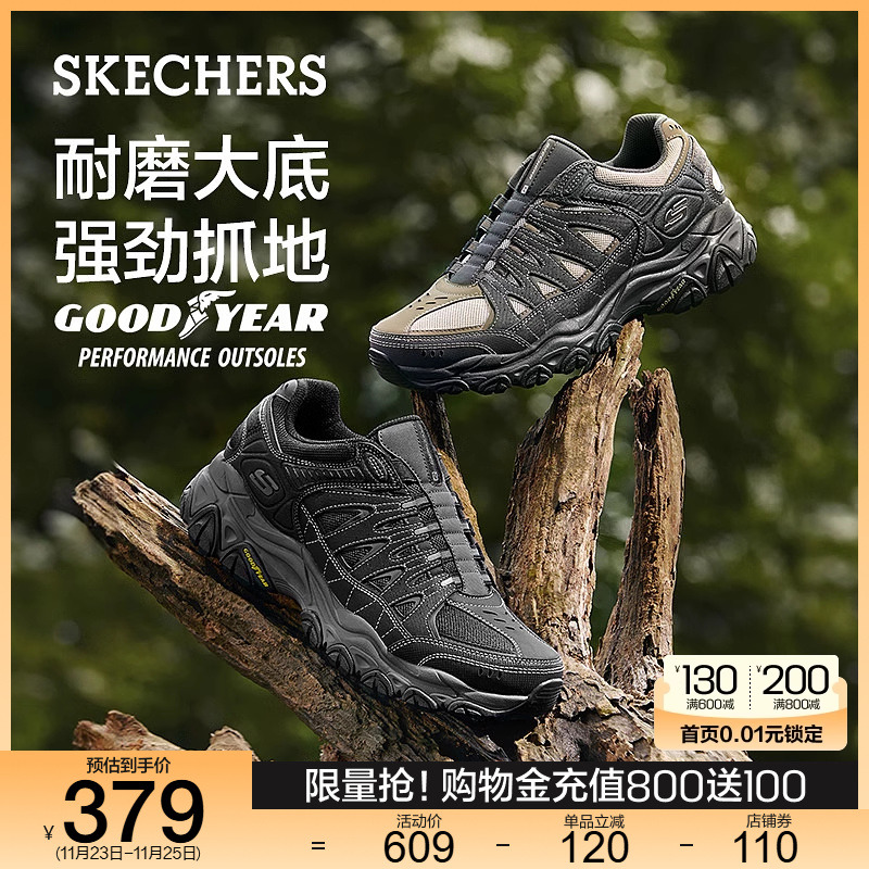 Skechers斯凯奇2024新款秋冬男鞋复古户外徒步鞋一脚蹬运动休闲鞋主图