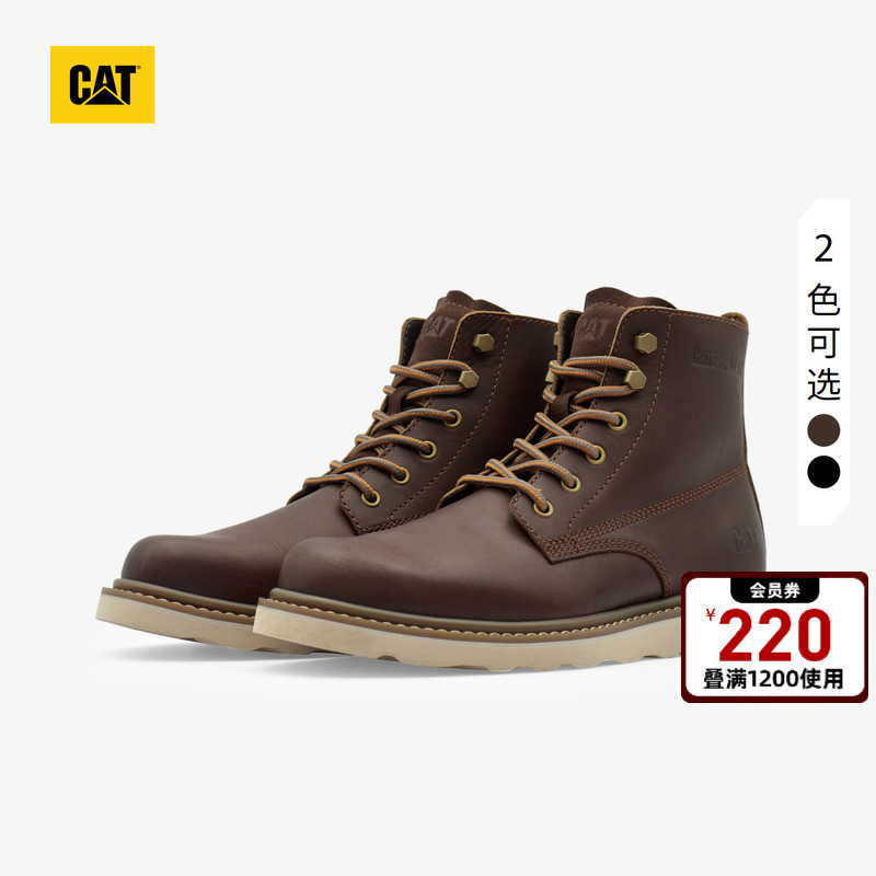 CAT卡特新品男鞋经典户外时尚休闲鞋高帮经典牛皮复古单鞋工装靴主图