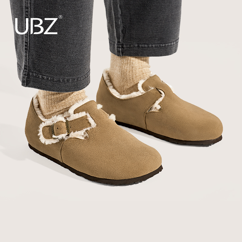 UBZ 防水加绒勃肯鞋男士2024冬季新款加厚雪地靴保暖毛毛鞋博肯鞋主图