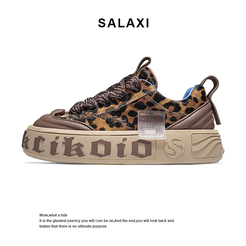 Salaxi莎莱茜动物世界豹纹鞋男秋冬新款运动休闲鞋女增高厚底板鞋主图