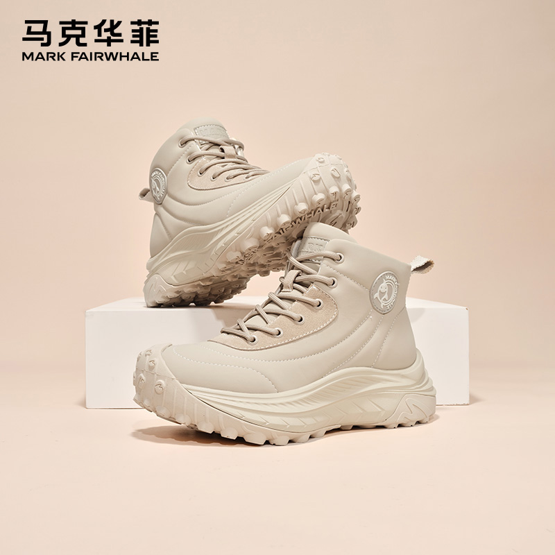 马克华菲真皮马丁靴2024秋冬新款增高厚底工装鞋户外登山软底男靴主图