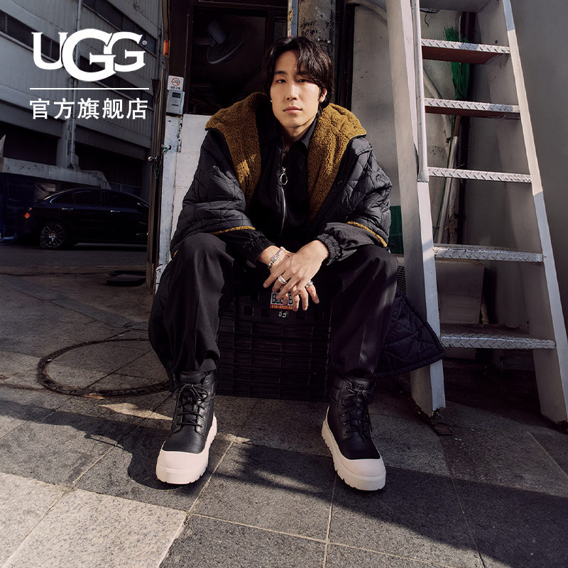 UGG冬季新款男女同款时尚舒适厚底系带高帮混搭休闲时尚靴1158208主图