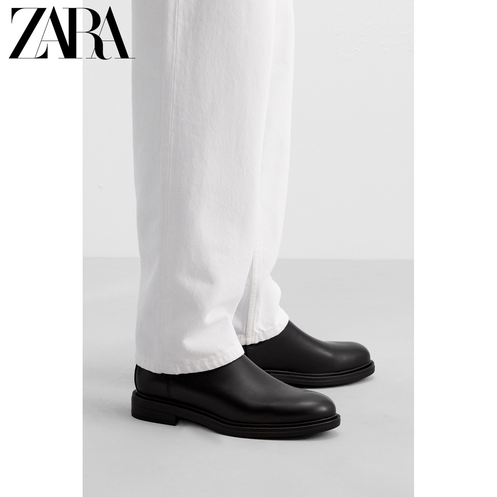 ZARA2024秋季新品 男鞋 黑色低跟圆头切尔西式靴子 2000420 800主图