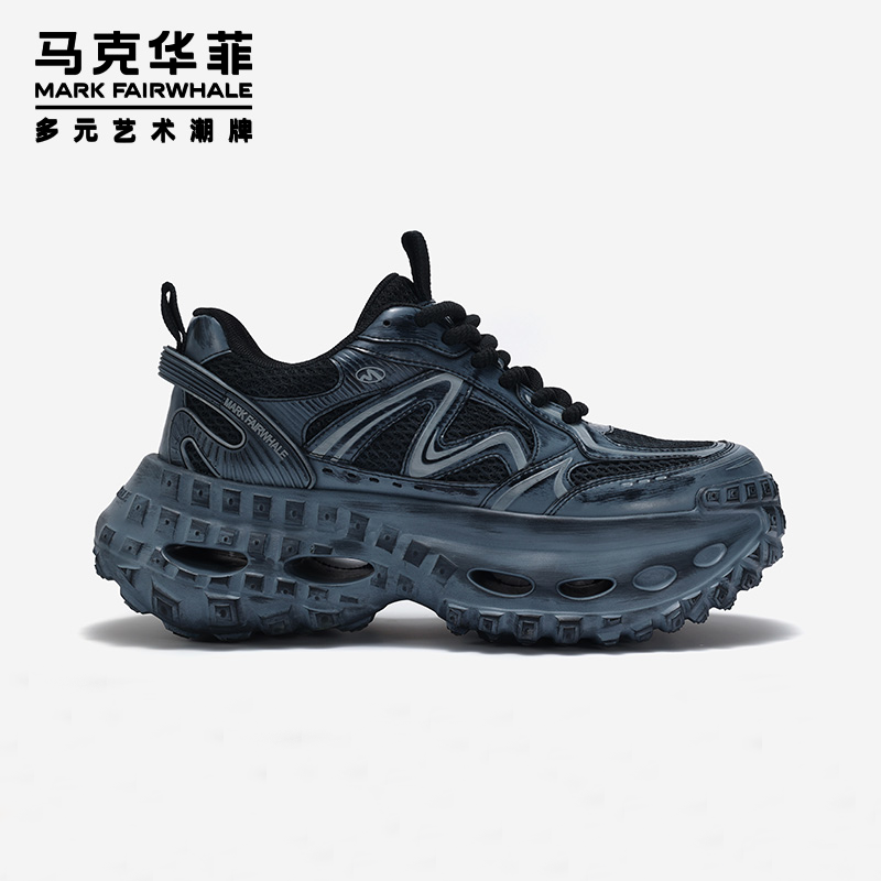 马克华菲真皮老爹鞋男2024新款秋季透气厚底休闲增高运动鞋男款主图