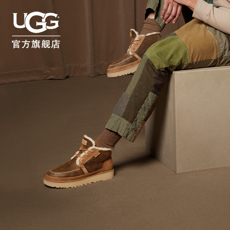 UGG冬季男女同款休闲舒适平底系带圆头保暖时尚工装短靴 1144016主图
