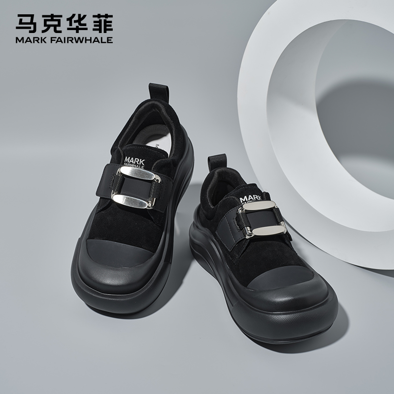 马克华菲真皮男鞋2024新款厚底增高面包鞋秋季百搭休闲鞋大头鞋男主图