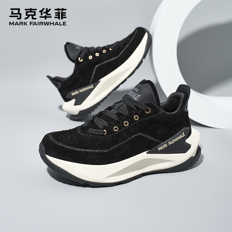 马克华菲真皮男士运动休闲鞋2024秋冬新款潮流时尚增高轻便旅游鞋主图