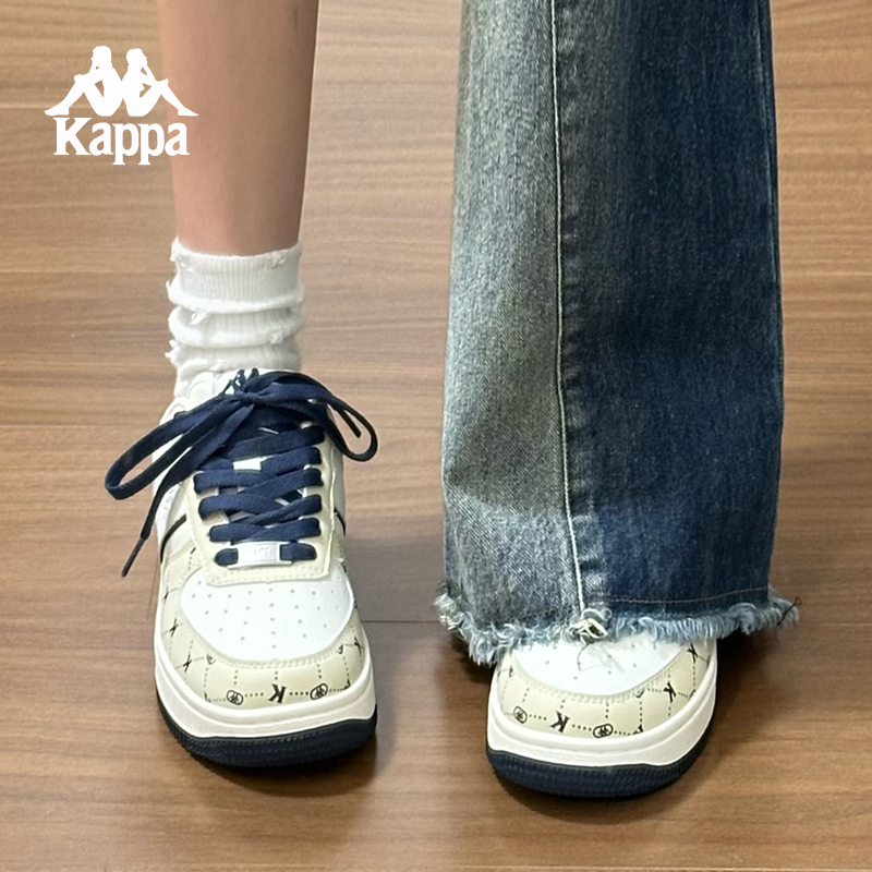 Kappa厚底板鞋女2024秋冬季新款爆款休闲复古小白鞋加绒运动鞋子主图