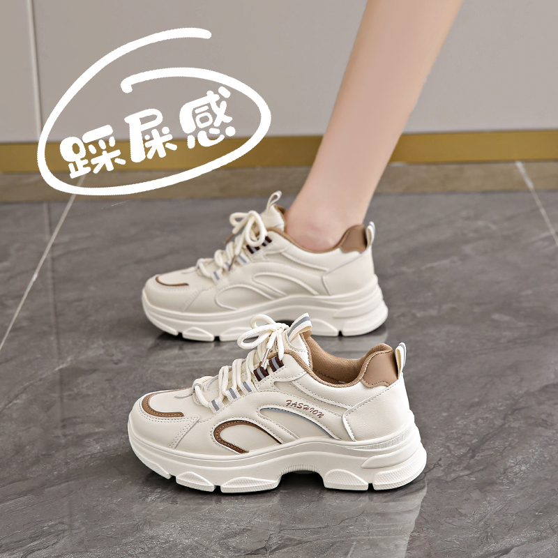 真皮老爹鞋子女款显脚小2024秋冬季新款爆款34码二棉女运动休闲鞋主图