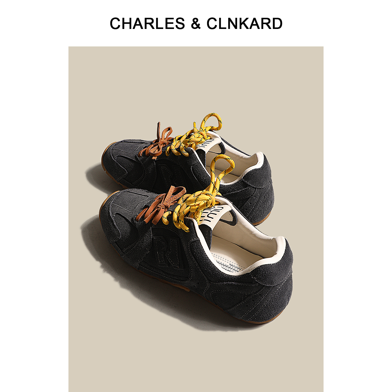 CHARLES&CLINKARD复古德训鞋女夏2024年百搭平底拼色运动阿甘鞋主图