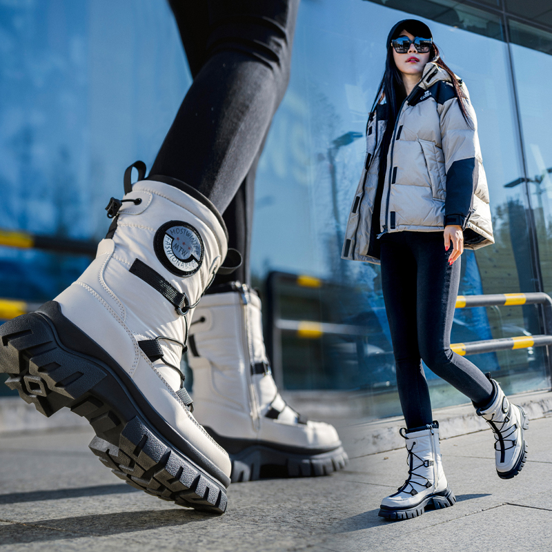 女款雪地靴冬季东北加绒保暖棉靴防滑防水女鞋增高厚底时尚女靴子主图