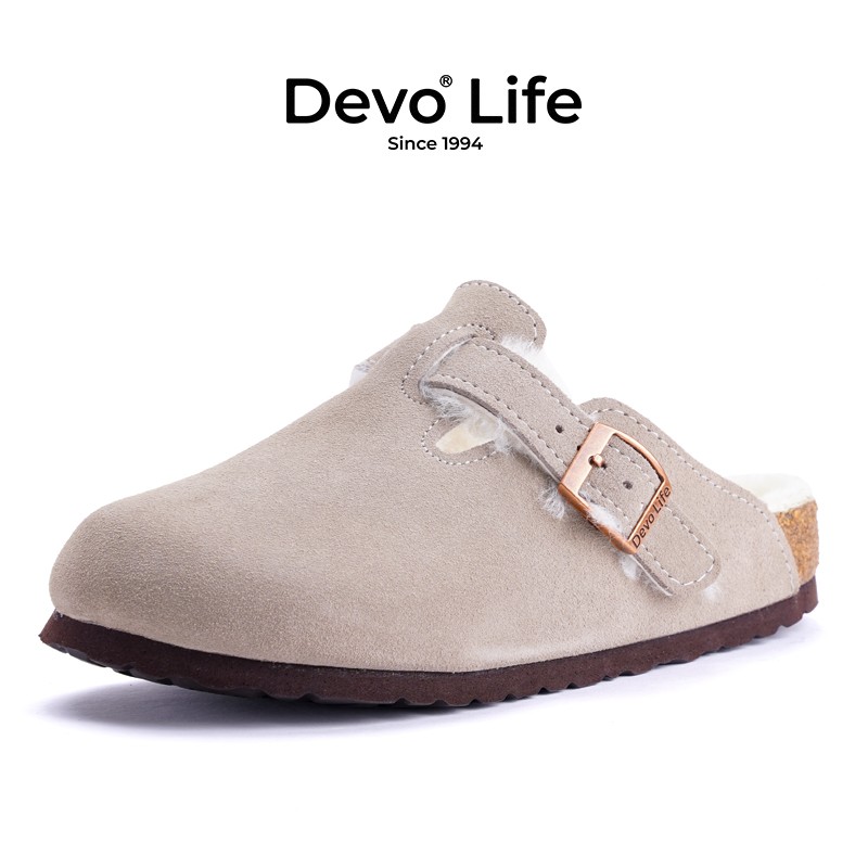 【刘一一专属】Devo/的沃时髦好物软木包头套脚拖鞋加绒情侣鞋66001主图