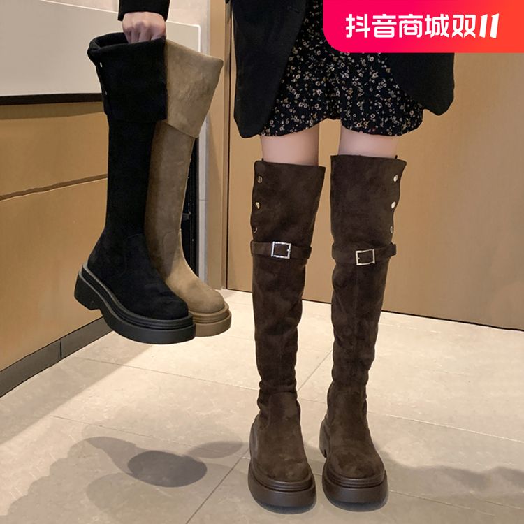 贾不假网红长靴女2024年秋新款ins超火复古洋气厚底炸街瘦瘦靴潮主图