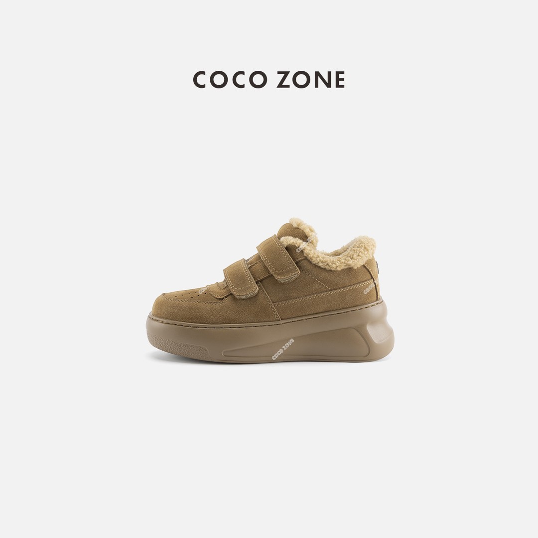COCO ZONE 刘一一 秋冬魔术贴保暖女鞋加绒百搭休闲鞋CC2D2588主图