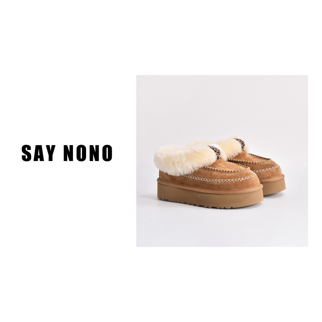 Say nono 浅口民族风羊皮毛一厚底纯色系舒适时尚雪地靴4cm主图