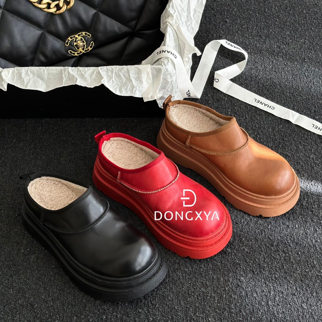 DONGXYA｜水洗马皮厚底勃肯半拖｜保暖时尚毛毛鞋休闲简约防滑主图