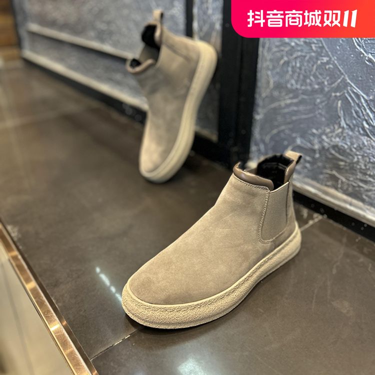 马丁靴高帮秋冬加绒保暖棉鞋新款英伦风男士中邦切尔西靴子翻毛皮主图