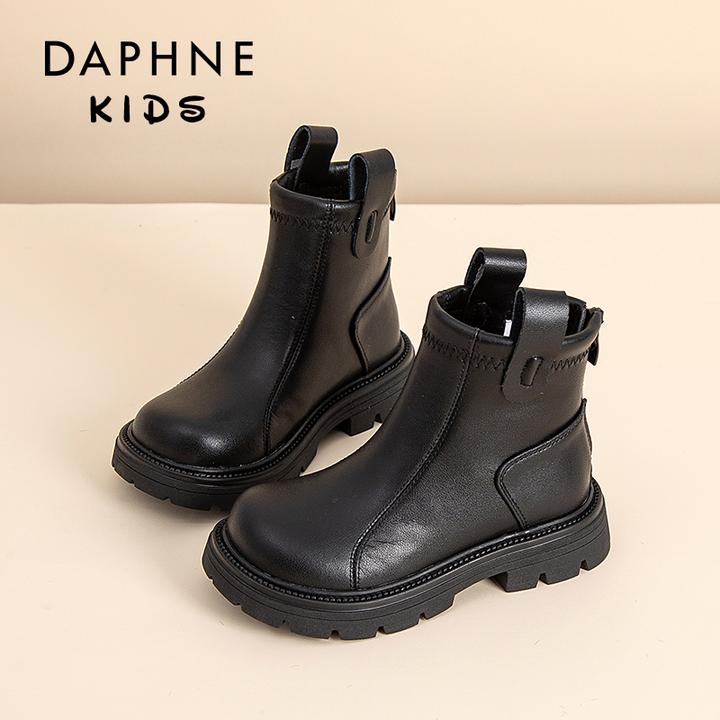 Daphne达芙妮女童马丁靴儿童2024年秋冬季小女孩秋冬时尚二棉皮靴主图