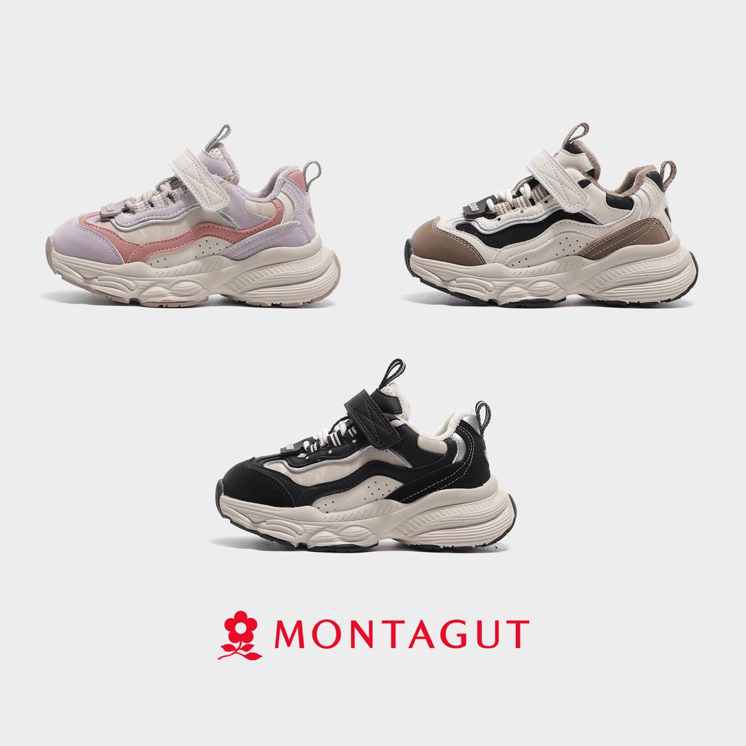 Montagut梦特娇男女童运动鞋2024冬季加绒运动老爹鞋BG39602主图