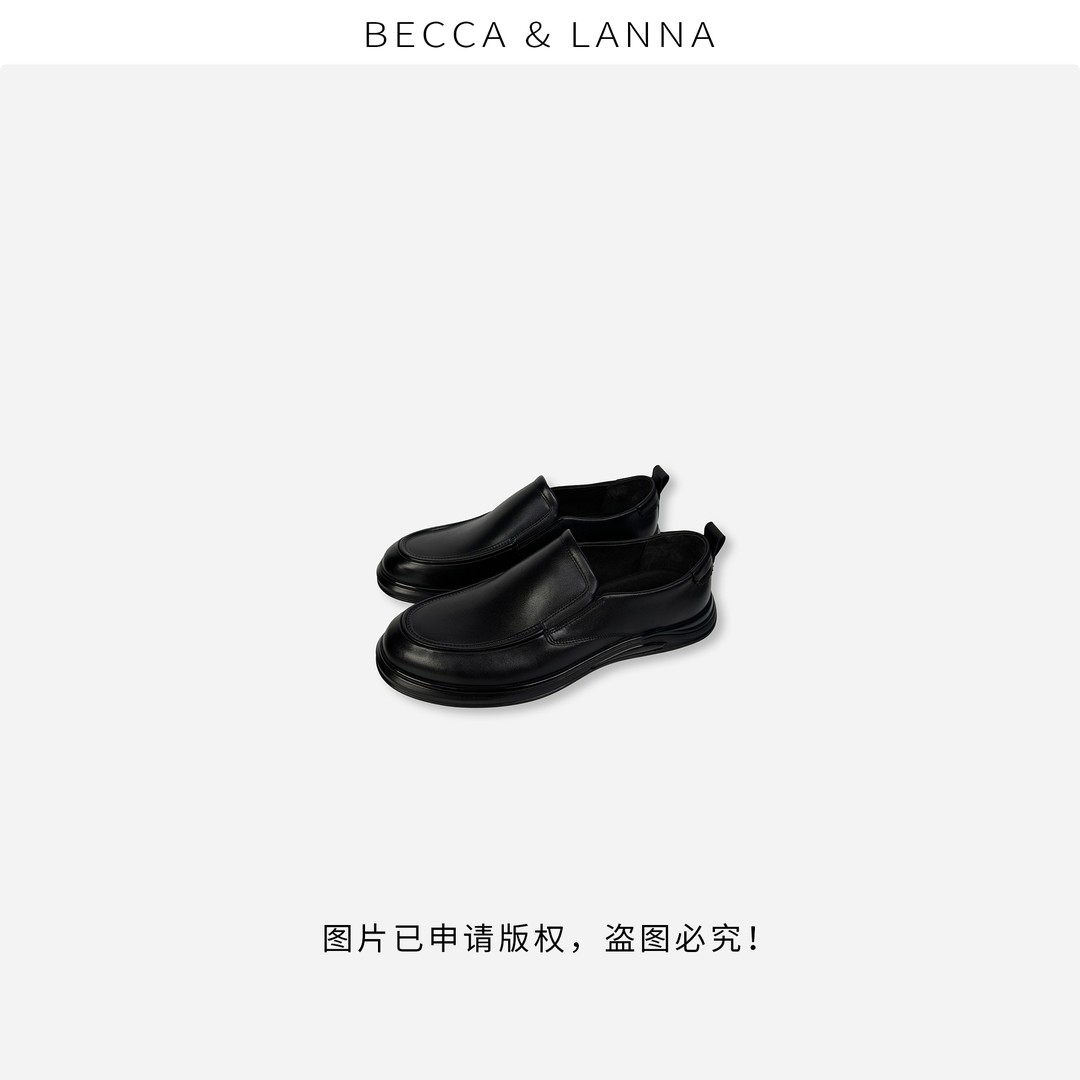 D0235 男士休闲真皮一脚蹬皮鞋主图