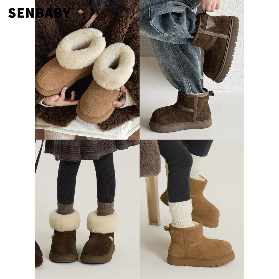 senbaby儿童雪地靴卡皮巴拉2024新款冬季女童棉鞋加绒加厚雪地靴主图
