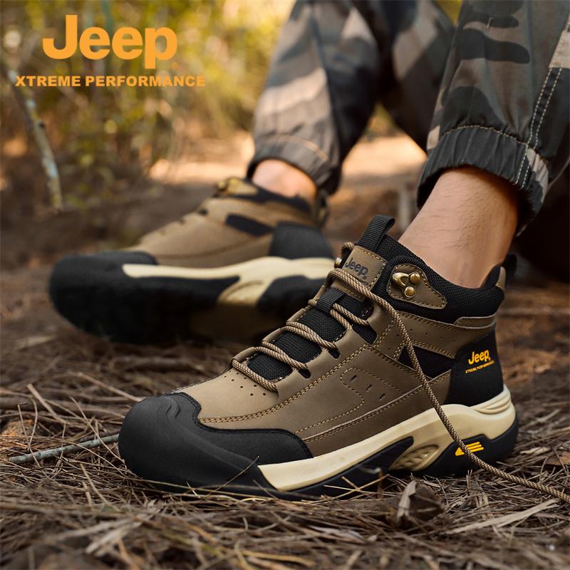 jeep男鞋春秋款户外防滑徒步登山鞋轻便中年爸爸鞋时尚运动高帮鞋主图