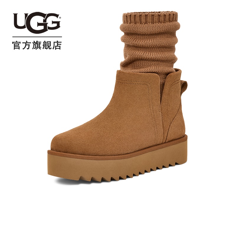 UGG春季新款男女同款时尚舒适纯色厚底短袜套短靴雪地靴 1170712主图