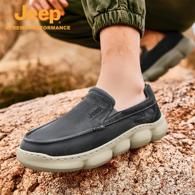 jeep一脚蹬男鞋春夏透气户外中老年爸爸布鞋防滑软底懒人休闲鞋男主图