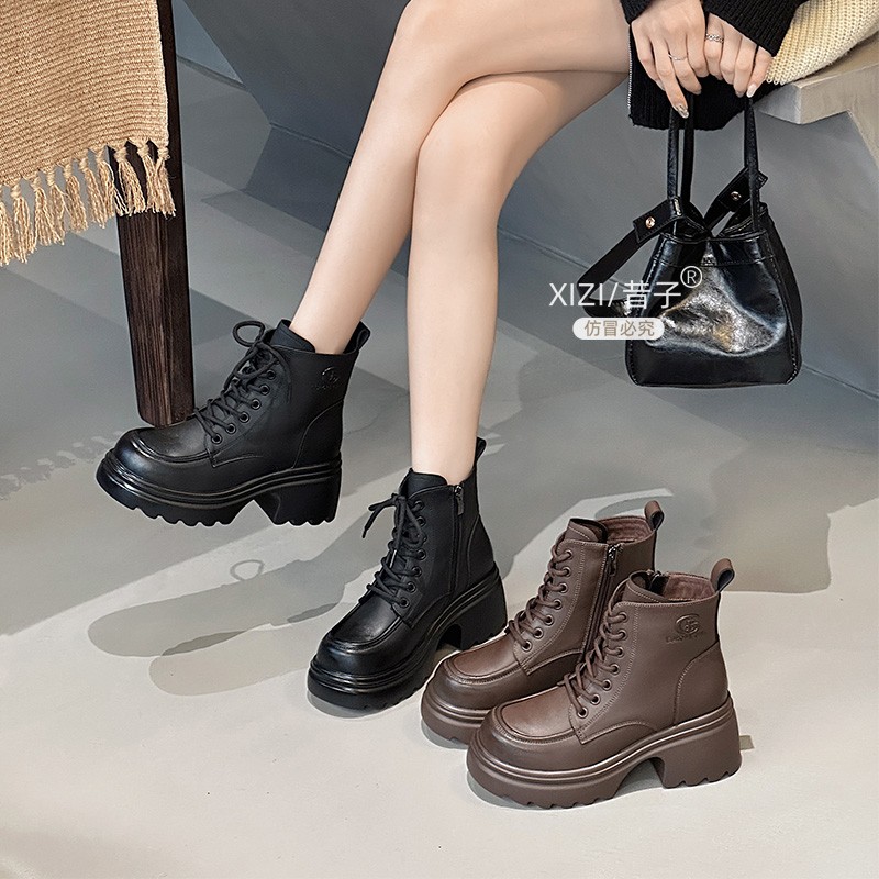 xizi/昔子2126短靴马丁靴短靴棉靴时装靴时尚厚底高跟秋冬系带主图