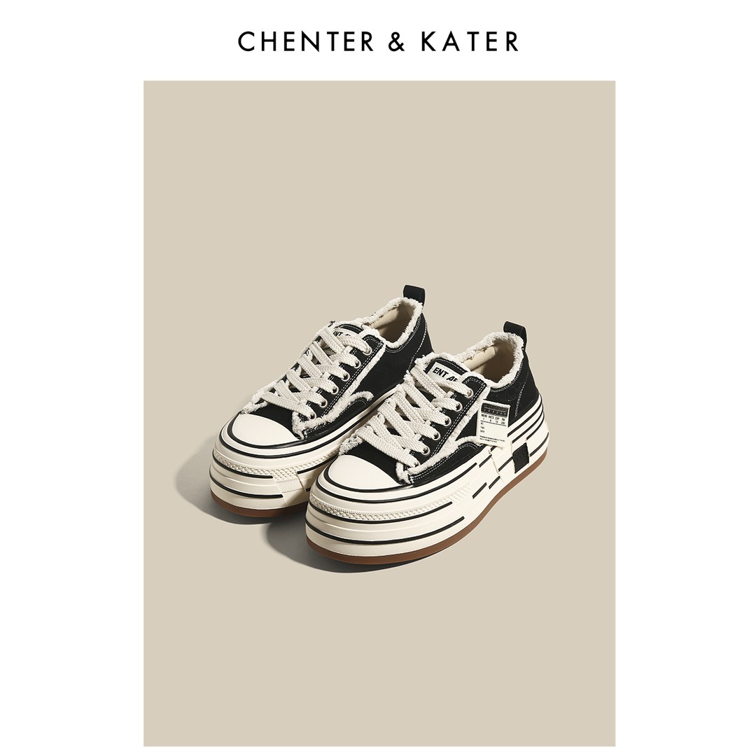 CHENTER KATER专柜 板鞋女款2025新款设计感小众休闲厚底帆布鞋女主图