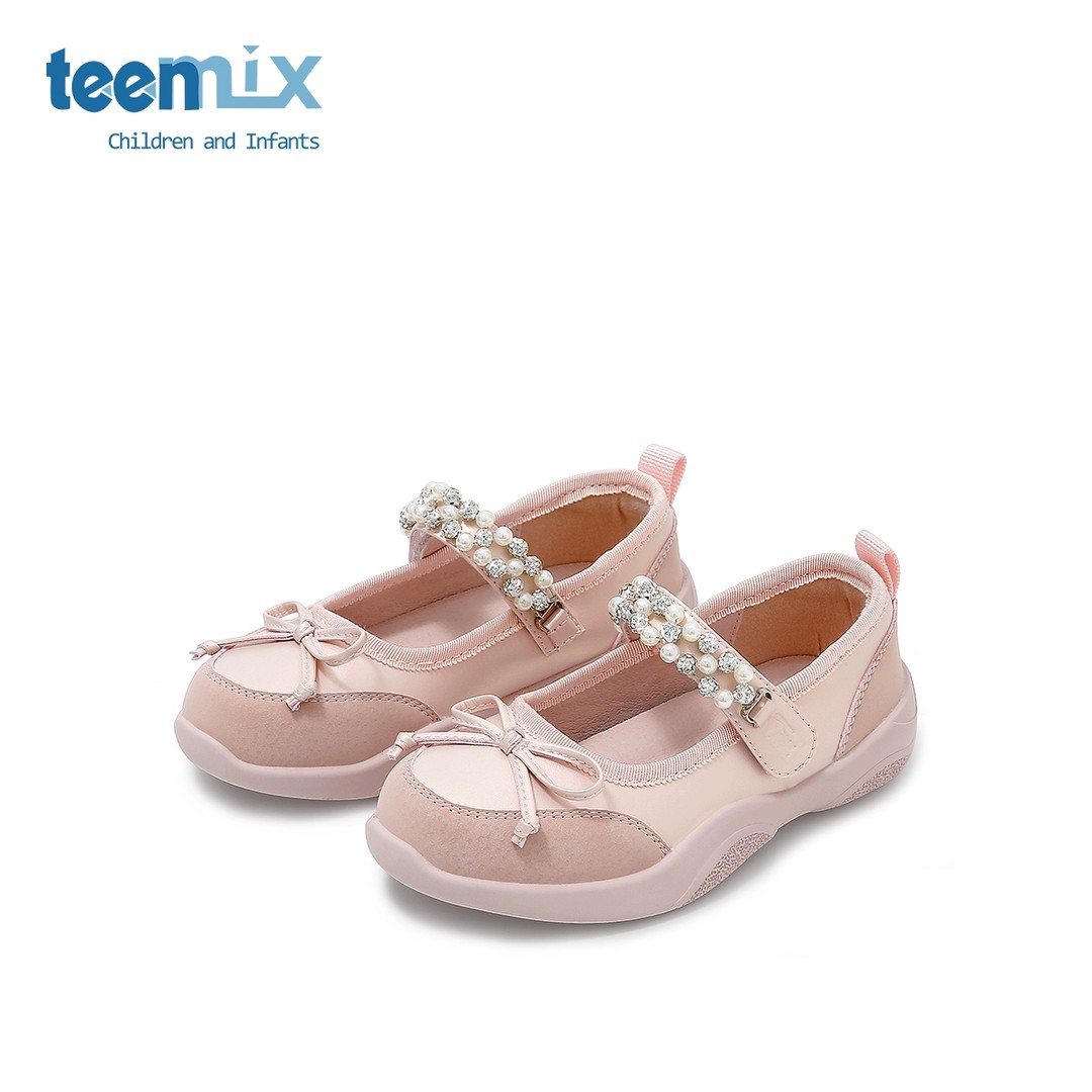 teenmix2025春季新款童鞋女童单鞋粉色公主小皮鞋宝宝鞋水钻珍珠d主图