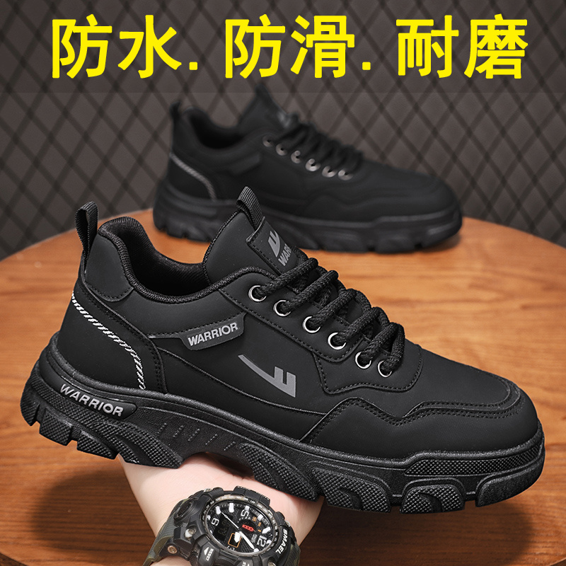回力男鞋冬季纯黑男士厨房工作干活劳保鞋防滑耐磨工地运动工装鞋主图