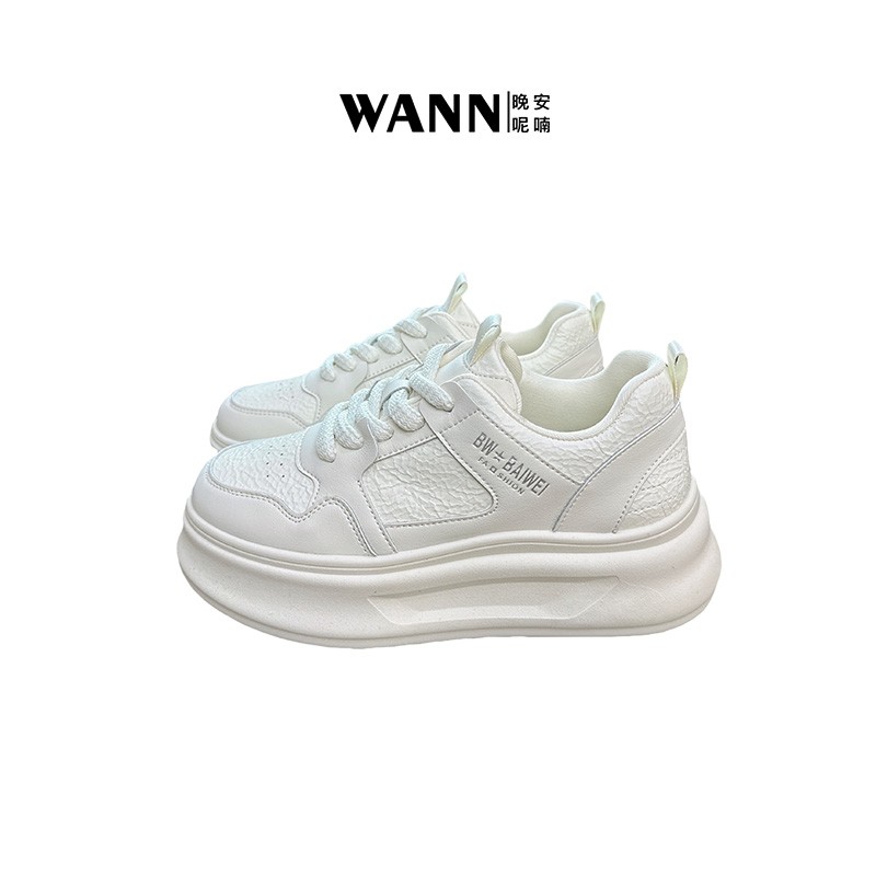 【嘉人有约】WANN/晚安呢喃 百搭厚底增高休闲女鞋运动小白鞋板鞋主图