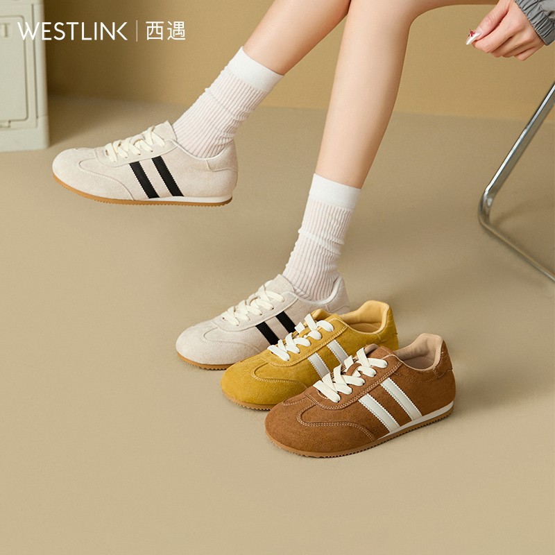 西遇棕色德训鞋女2025新款春季复古百搭休闲鞋舒适轻便软底运动鞋主图