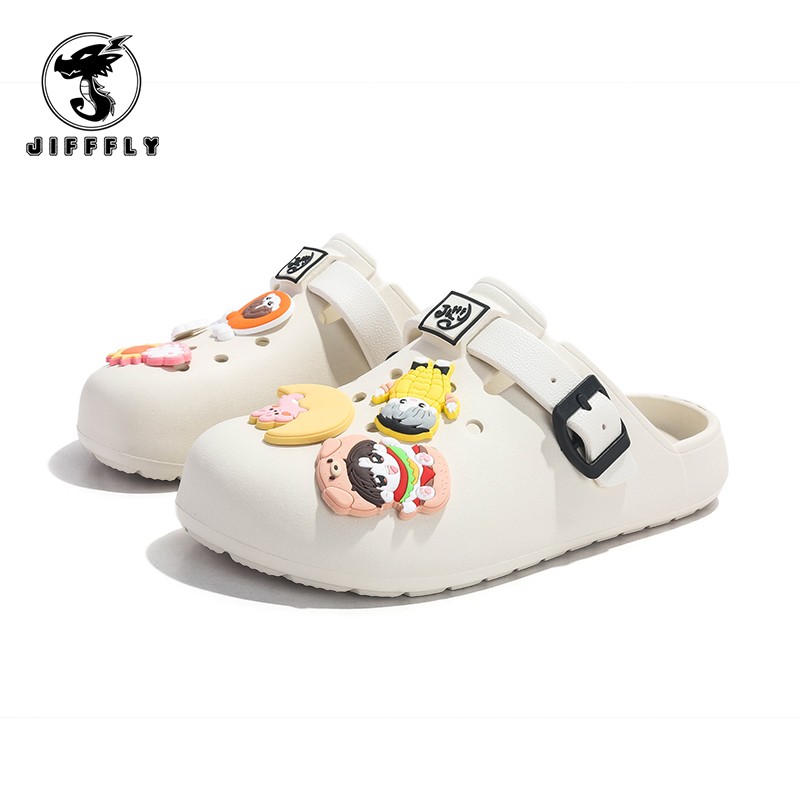  jifffly洞洞鞋新款博肯鞋DIY外穿沙滩鞋包头半拖女鞋高档凉拖鞋主图
