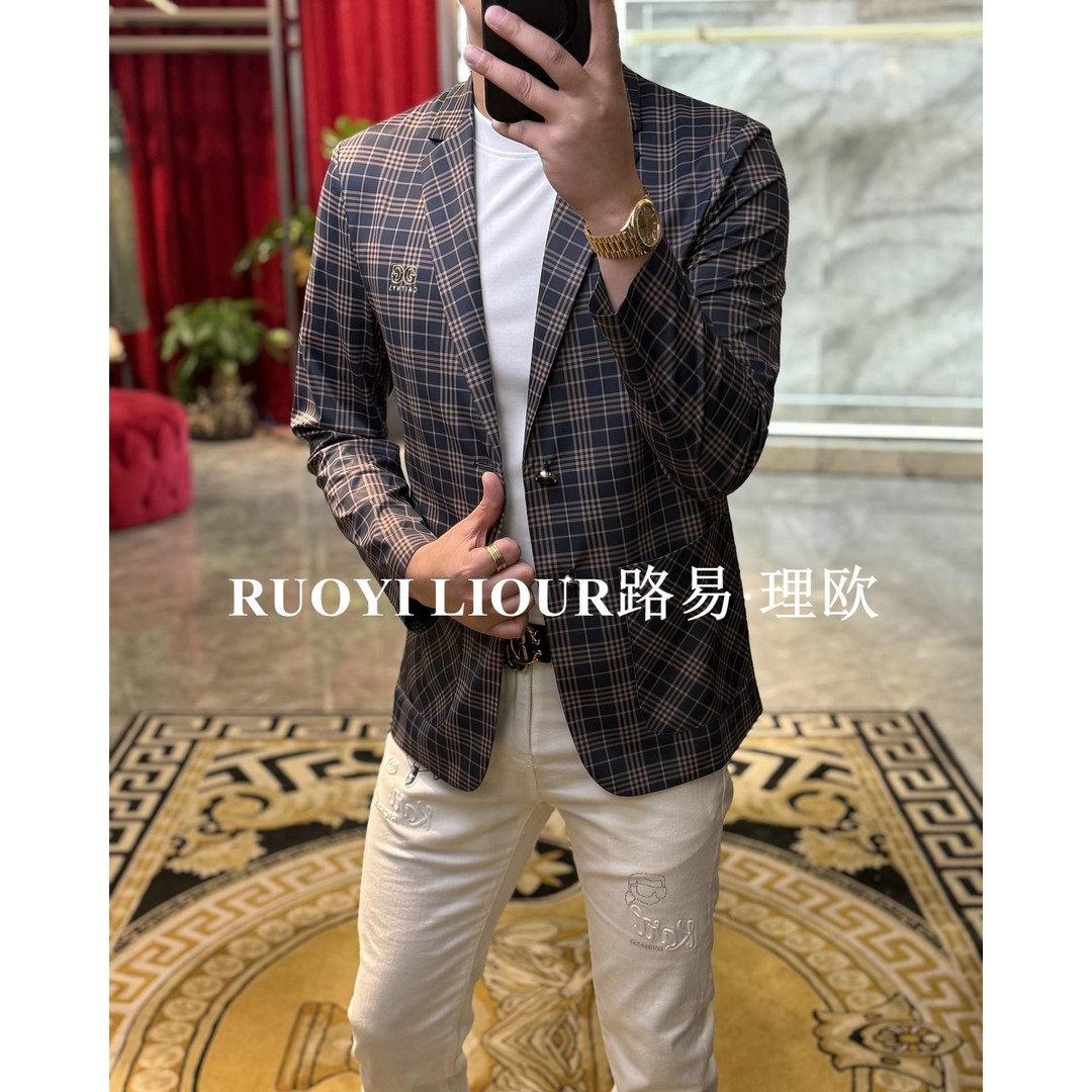 【路易理欧】2025欧货轻奢经典格子男士时尚休闲便西0200主图