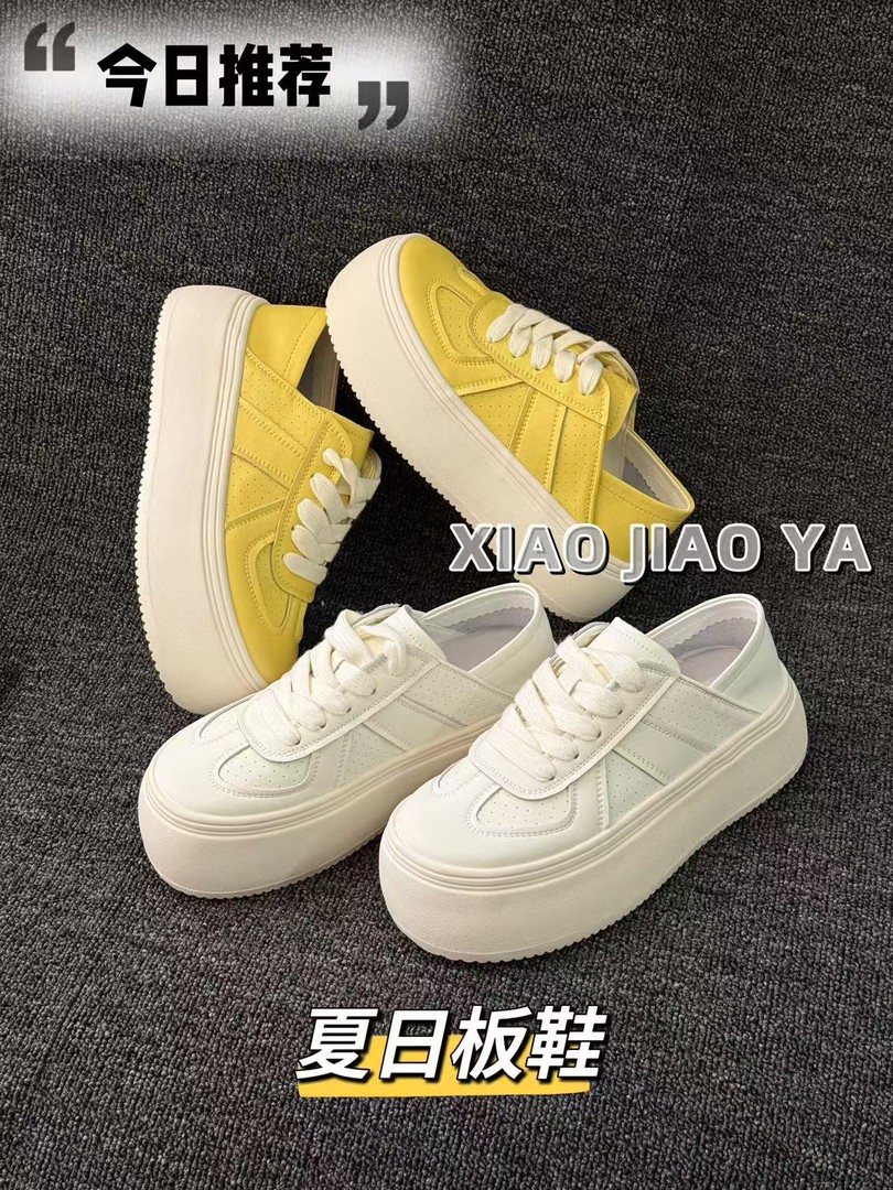 现XIAOJIAOYA【夏日板鞋】韩系皮面简约百搭厚底两穿休闲鞋(跟高5)主图