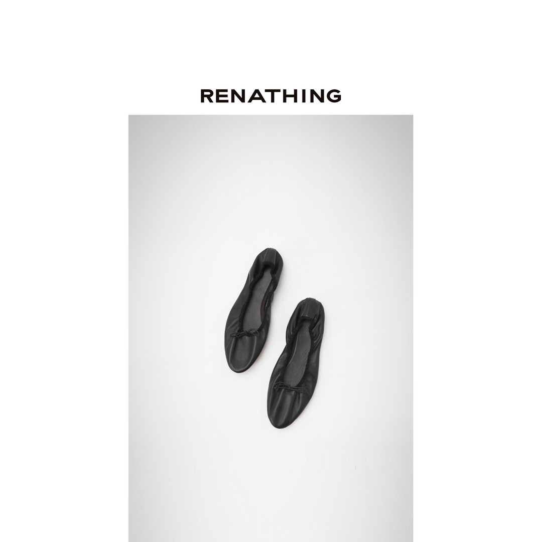 【RENATHING】复古蝴蝶结柔软浅口平底单鞋主图