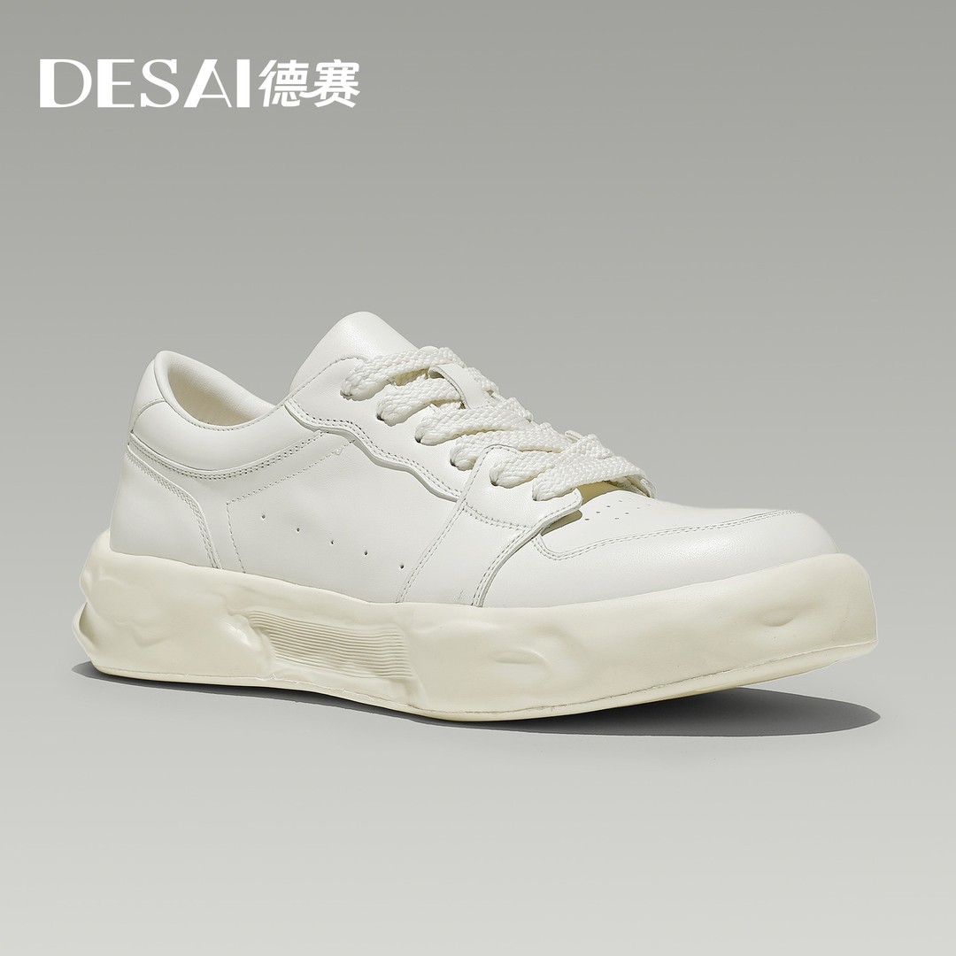 【溶解底2.0板鞋】德赛2025夏男士低帮休闲鞋百搭时尚复古透气男鞋主图