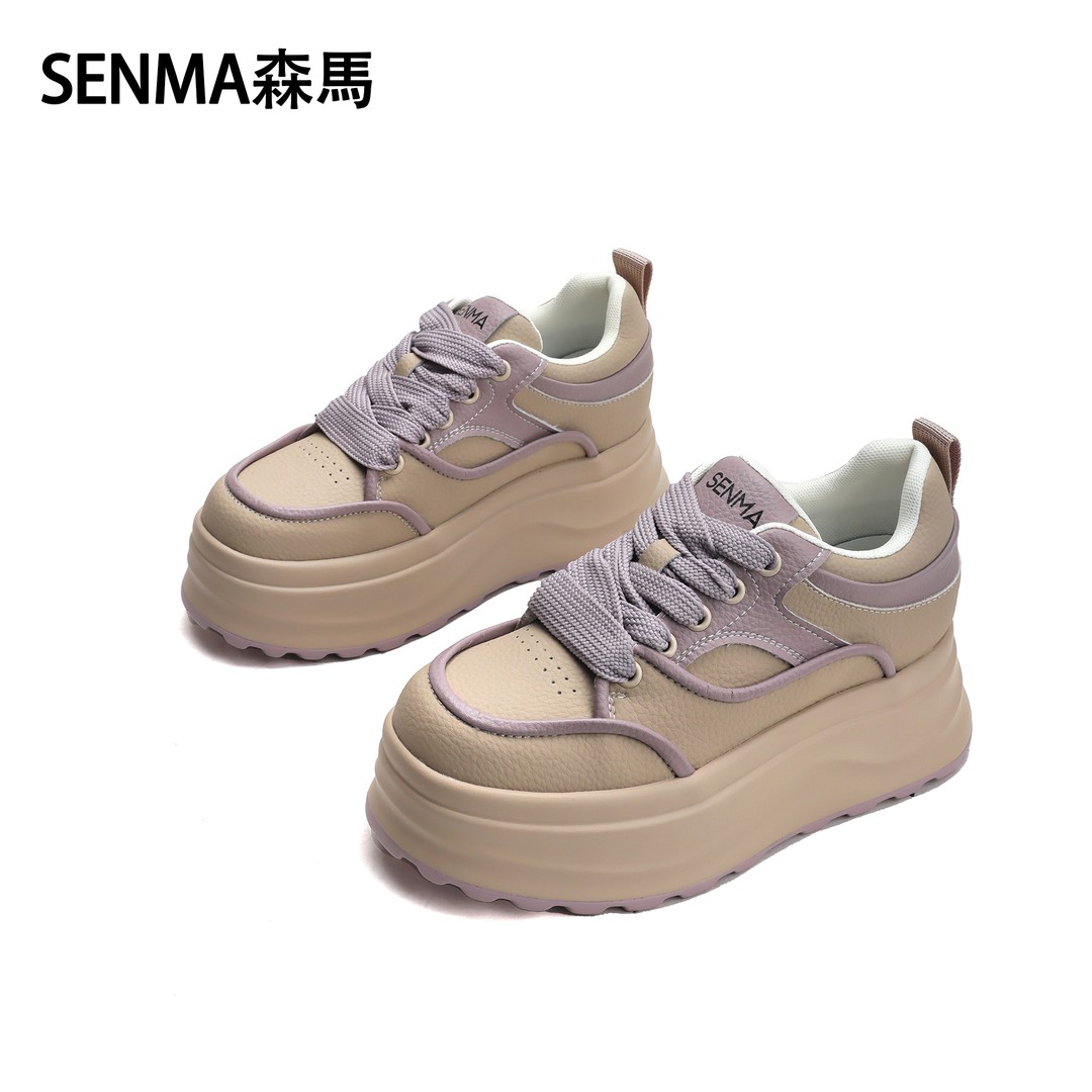 SENMA/森马2025夏季新款薄款厚底百搭休闲网面透气厚底增高女鞋主图