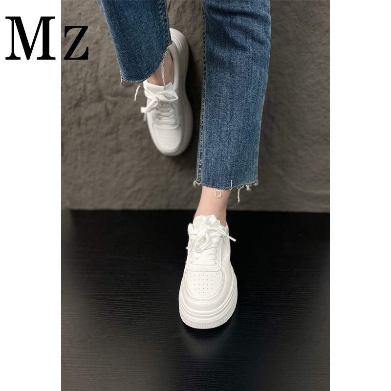 Mr.Zheng/6cm/升级版增高小白鞋厚底系带百搭透气运动休闲单鞋女主图