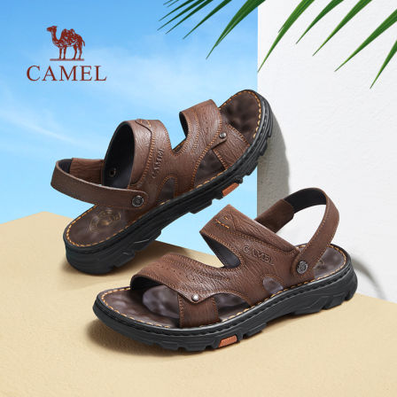 骆驼男士凉鞋夏季耐磨防滑透气舒适爸爸真皮沙滩鞋休闲商务凉拖鞋